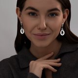 Серьги из серебра с керамическими вставками и фианитами из серебро — вид 3