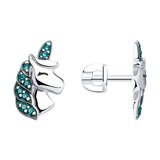 Серьги из серебра с фианитами и эмалью из серебро