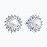 Серьги из серебра с жемчугом и фианитами из серебро — вид 2