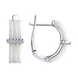 Серьги из серебра с керамическими вставками и фианитами из серебро