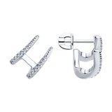 Серьги из серебра с фианитами из серебро