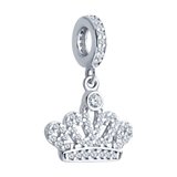Подвеска - шарм корона из серебра с фианитами из серебро