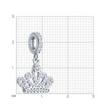 Подвеска - шарм корона из серебра с фианитами из серебро — вид 4