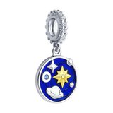 Подвеска-шарм из серебра с эмалью с фианитами из серебро