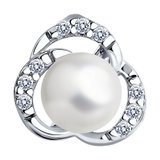 Подвеска из серебра с жемчугом и фианитами из серебро