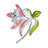 Брошь из серебра с эмалью и фианитами из серебро
