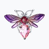 Брошь из серебра с корундом, кристаллом и эмалью из серебро