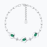 Браслет из серебра с зелеными фианитами из серебро