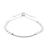 Браслет из серебра с жемчугом и фианитами из серебро