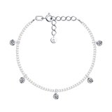 Браслет из серебра с синтетическим жемчугом и фианитами из серебро