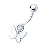 Пирсинг в пупок из серебра с фианитом из серебро