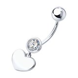 Пирсинг в пупок из серебра с фианитом из серебро
