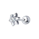 Серьга из серебра с фианитом из серебро