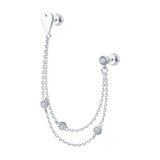 Серьга каффа из серебра с фианитами из серебро