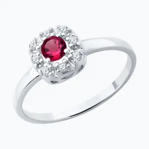 Кольцо из серебра с рубином и фианитами