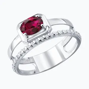 Кольцо из серебра с рубином и фианитами