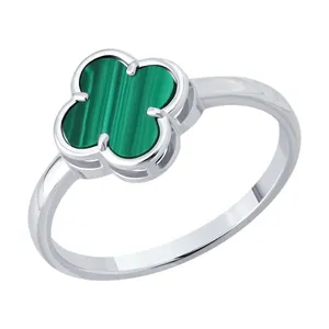 Кольцо из серебра с малахитом