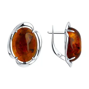 Серьги из серебра с янтарём