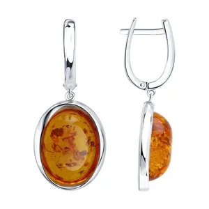 Серьги из серебра с янтарём