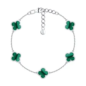 Браслет из серебра с малахитами