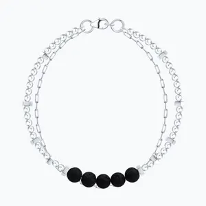 Браслет из серебра с вулканической лавой