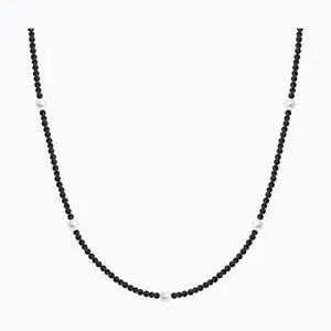 Колье из серебра со шпинелью и синтетическим жемчугом