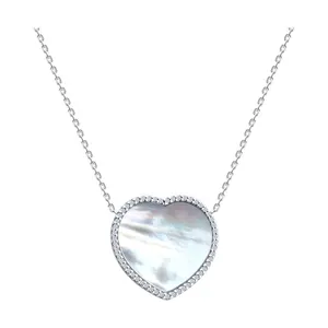 Колье из серебра с перламутром и фианитами