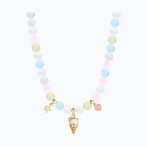 Колье из золочёного серебра с кварцитом и эмалью