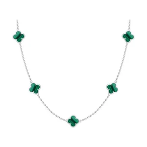 Колье из серебра с малахитами