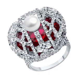 Кольцо из серебра с миксом камней