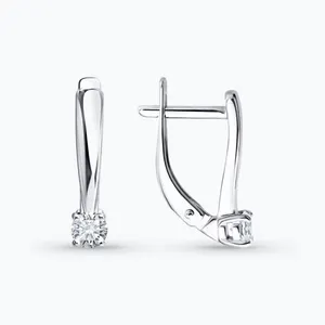 Серьги из серебра с бриллиантами выращенными