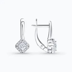 Серьги из серебра с бриллиантами выращенными