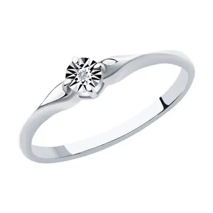 Кольцо из серебра с бриллиантом