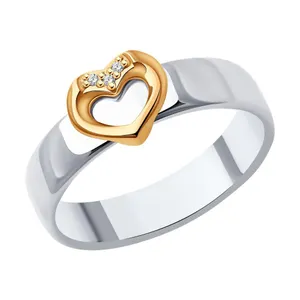 Кольцо из золочёного серебра с бриллиантами