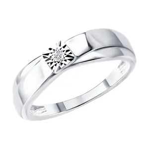 Кольцо из серебра с бриллиантом