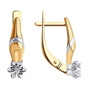 Серьги из золочёного серебра с бриллиантами