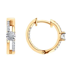 Серьги из золочёного серебра с бриллиантами и фианитами