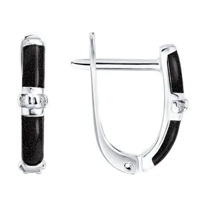 Серьги из серебра с бриллиантами и эмалью