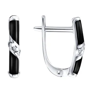 Серьги из серебра с бриллиантами и эмалью