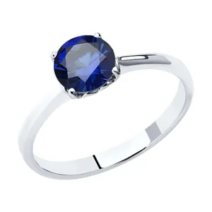 Кольцо из серебра с синим корунд (синт.)