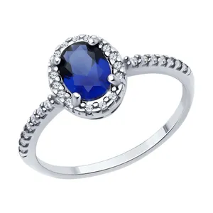 Кольцо из серебра с корундом и фианитами