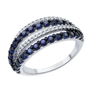 Кольцо из серебра с корундами и фианитами