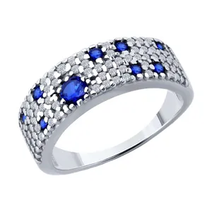 Кольцо из серебра с корундами и фианитами