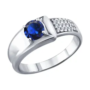 Кольцо из серебра с корундом и фианитами