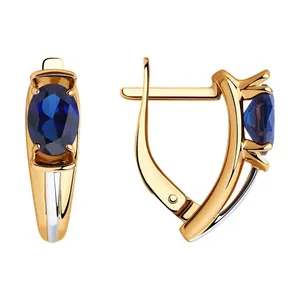 Серьги из золочёного серебра с корундами