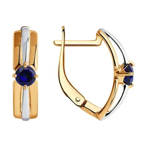 Серьги из золочёного серебра с корундами