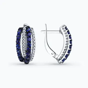 Серьги из серебра с корундами и фианитами