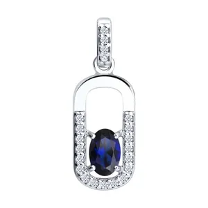 Подвеска из серебра с корундом и фианитами