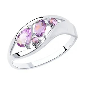 Кольцо из серебра с аметистами