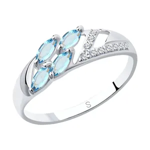 Кольцо из серебра с топазами и фианитами